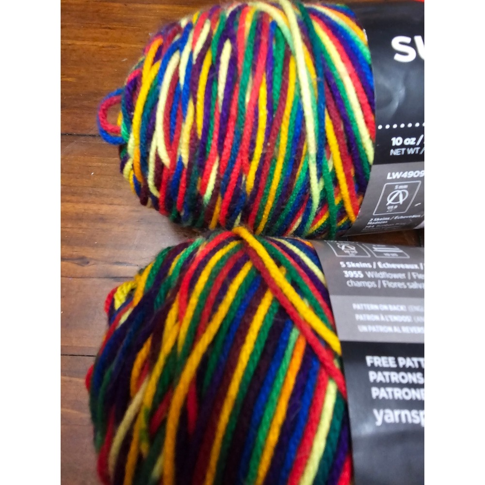 Red Heart Super Saver Jumbo Yarn Mexicana Rainbow 5 Skeins 10oz each - Picture 2 of 6